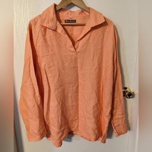 Men's Linen Long Sleeve Island Importer shirt orange